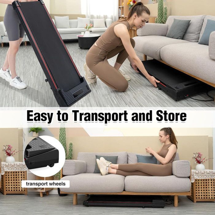 Tapis de Course- Tapis de Marche- Citysports- Noir avec Rouge - Moteur 440W - Vitesse 1.0-6.0km/h-Télécommande