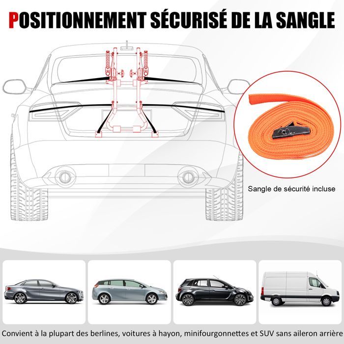 Portabicicletas trasero COSTWAY para 3 bicicletas con longitud y ángulo ajustables, plegable, capacidad de 45 kg para portones traseros de SUV universales, color negro.