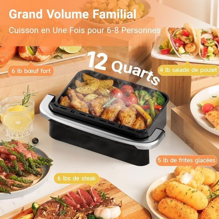 Vulcanterre Airfryer - BW8020D - Inhoud 12 liter - Meerdere kookprogramma's - Metalen binnenkant - LED-display
