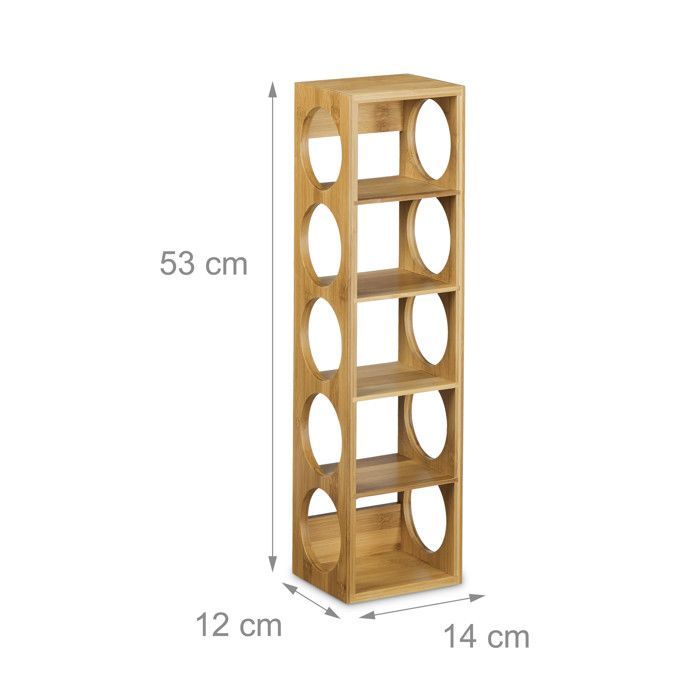 Étagère à vin - Relaxdays - Bambou - 5 emplacements - 53 x 14 x 12 cm - Marron clair