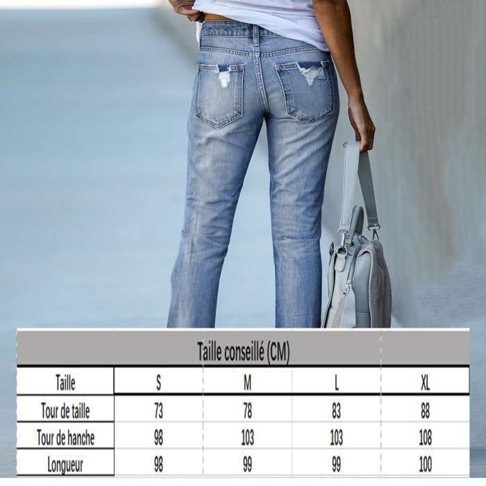 Jean Slim Femme FUNMOON - Taille Haute - Bleu