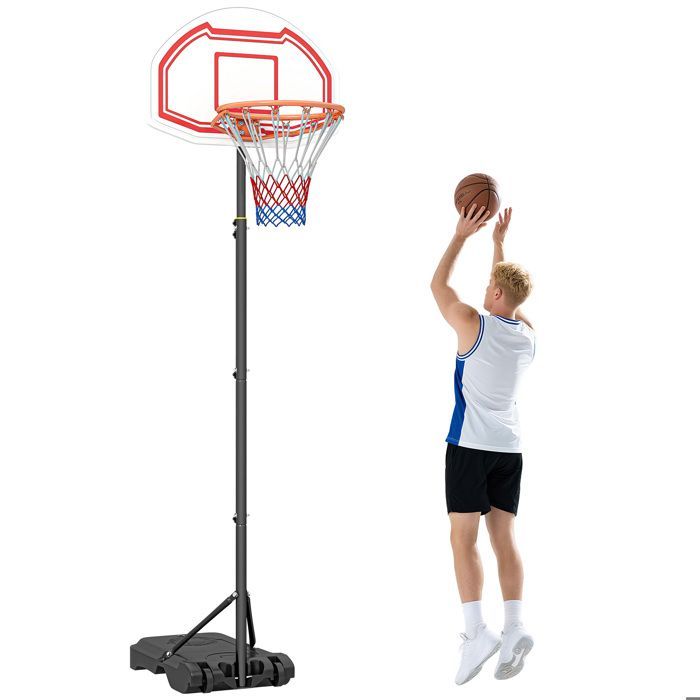HOMCOM - Aro de baloncesto independiente - Acero - 70x76x258-314cm - Negro