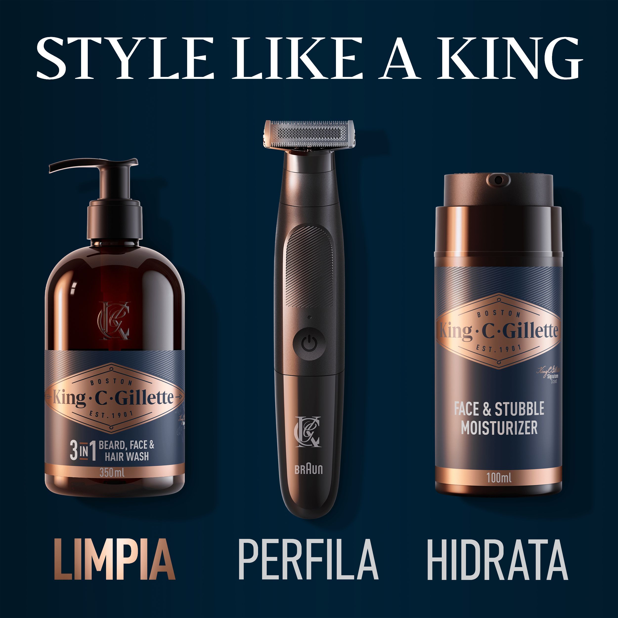 Gillette King C гел за браду и лице Нега браде и бркова