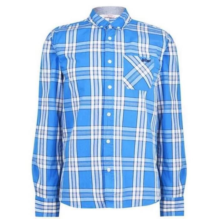 Camisa de hombre Lee Cooper 100% algodón, azul claro y blanco.