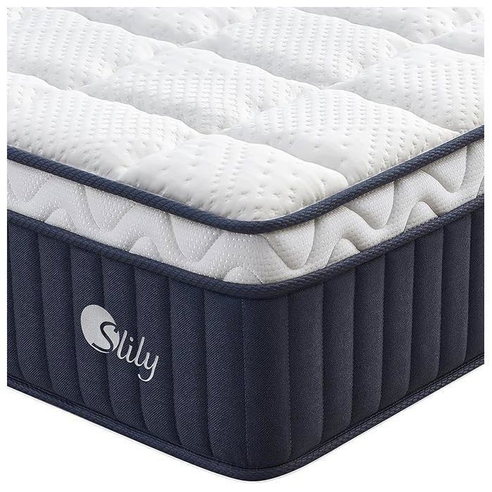 slily Mattress 120x190 30 cm Thick Hybrid Mattress with Independent Pocket Springs and Gel Memory Foam, Oeko-tex