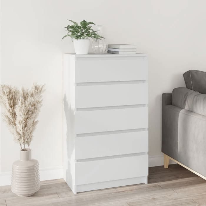 vidaXL Commode, dressoir met 5 lades, opbergkast, meubel voor woonkamer/slaapkamer, modern, wit 823016