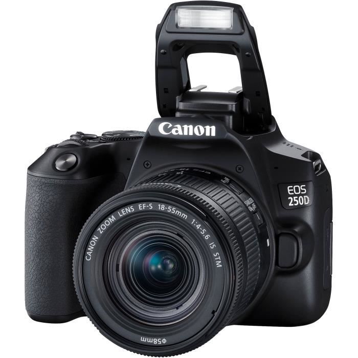 CANON 250D DSLR-Kamera + 18-55mm IS STM Objektiv – Schwarz – 24,1 Megapixel – 4K – Bluetooth 4.1
