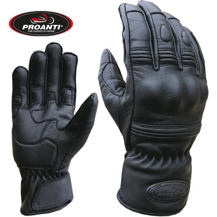 PROANTI Chopper Short Leather Motorcycle Gloves, CE Approved