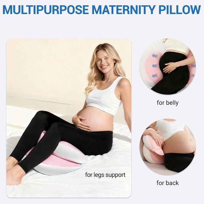 Pregnancy pillow for expectant mothers, memory foam pillow for side sleepers, Pink