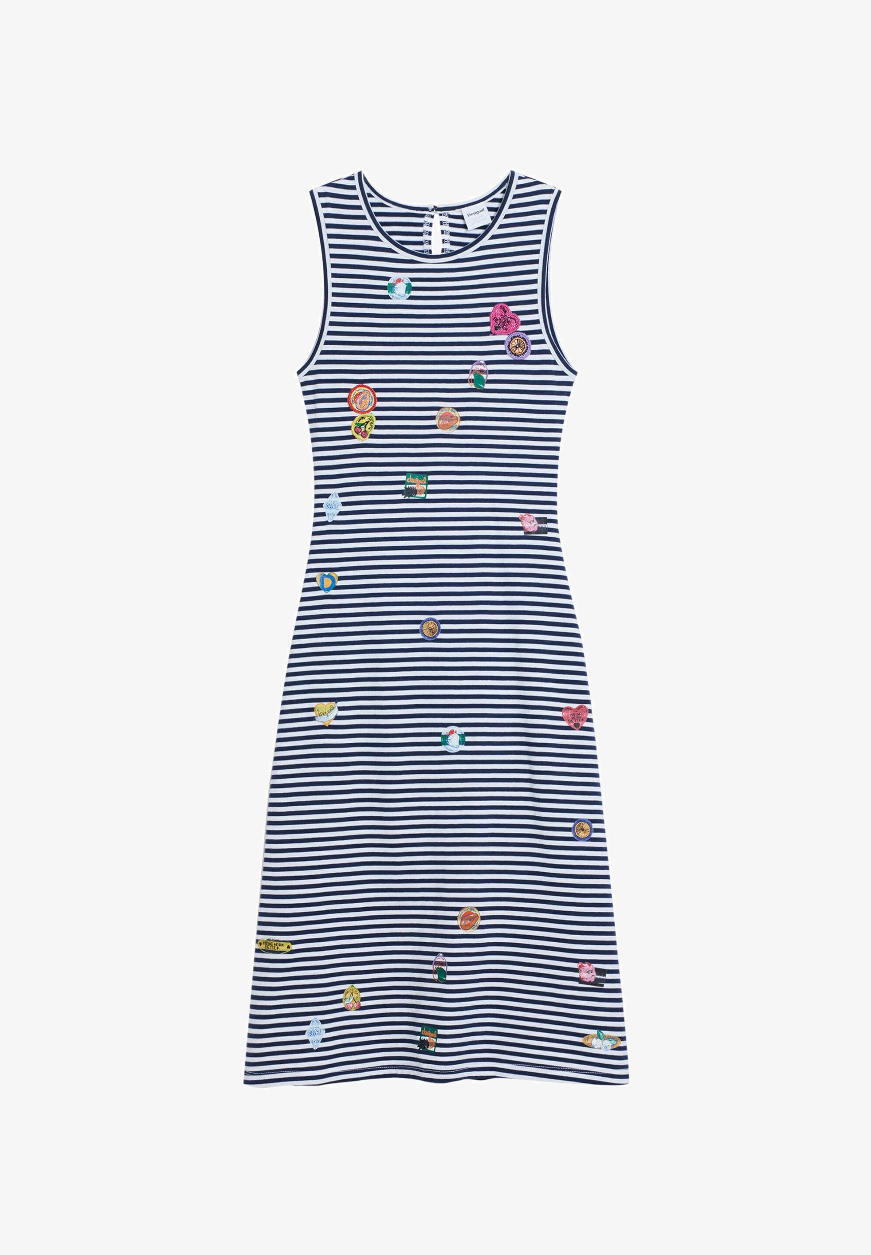 Desigual Jerseykleid mit Stickerei und Ausschnitt – blau