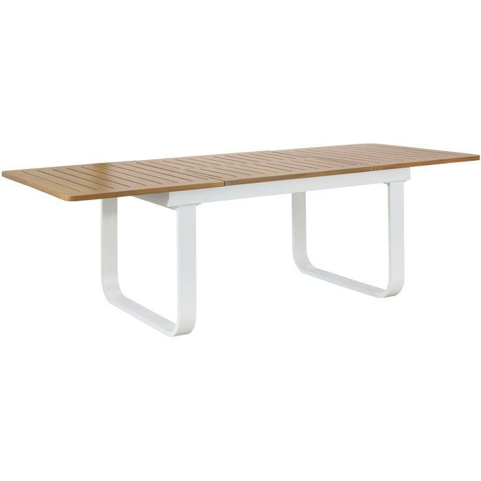 Ensemble repas de jardin - VIANEA - Table extensible 155/245x100x74 cm + 6 fauteuils - Aluminium - Blanc et naturel - 6 personnes