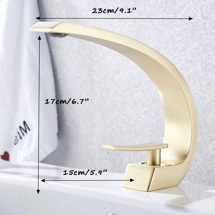 Brushed gold bathroom faucet - Basin mixer tap - Hot and cold water available - Brass - Brushed gold