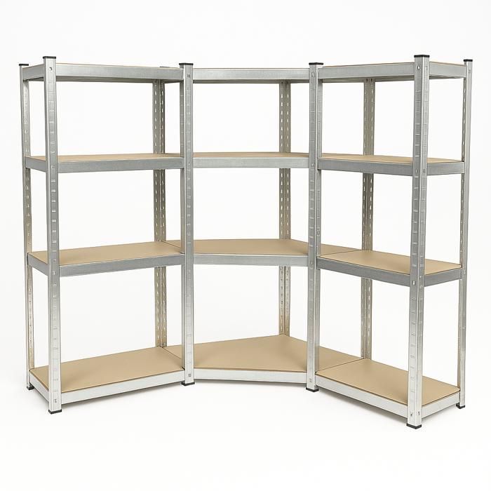 Estantería esquinera de alta resistencia para banco de trabajo, 150 x 30 x 140 cm - EURO VANADIUM - 12 estantes - 960 kg máx.