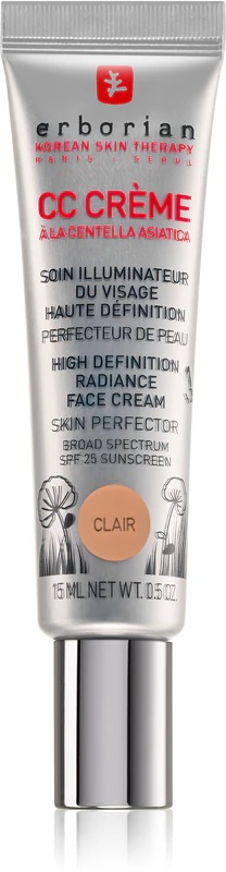Erborian CC Crème Centella Asiatica skaistinamasis kremas, suvienodinantis odos atspalvį, SPF 25, maža pakuotė