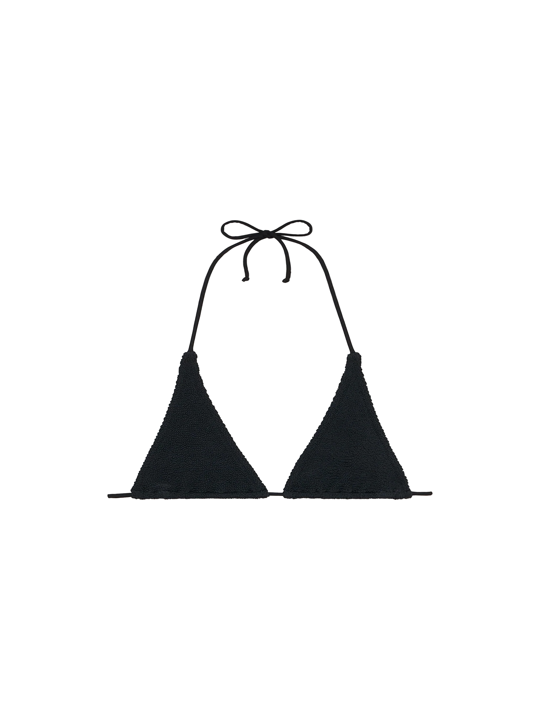 Top triangular negro arrugado para mujer de Guiana