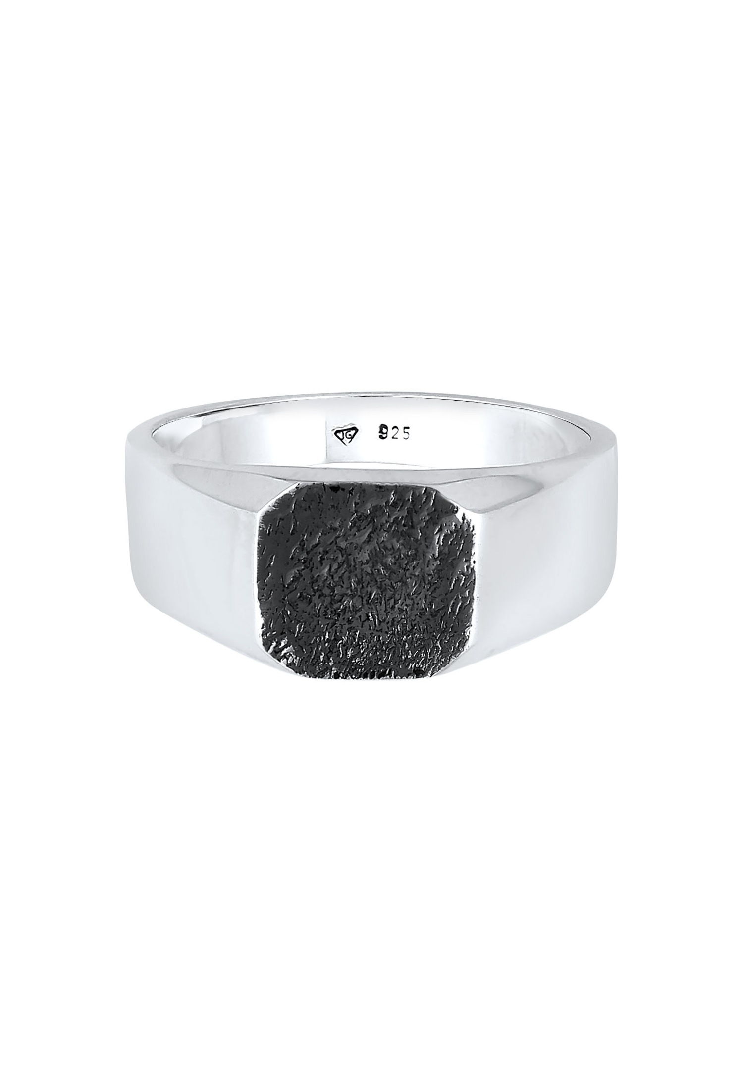KUZZOI Hommes sceau carré basique texture noire en argent sterling 925