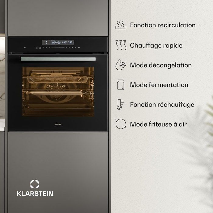 Horno con ventilador integrado - Klarstein - 72 L - 13 modos de cocción - Freidora de aire - Clase energética A++
