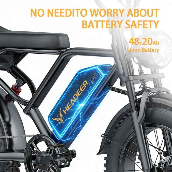 HEARDEER BK20 Electric Bike - 1000W Motor, 48V 20Ah Battery - Range 80km, Disc Brakes, MAX Speed 50km/h
