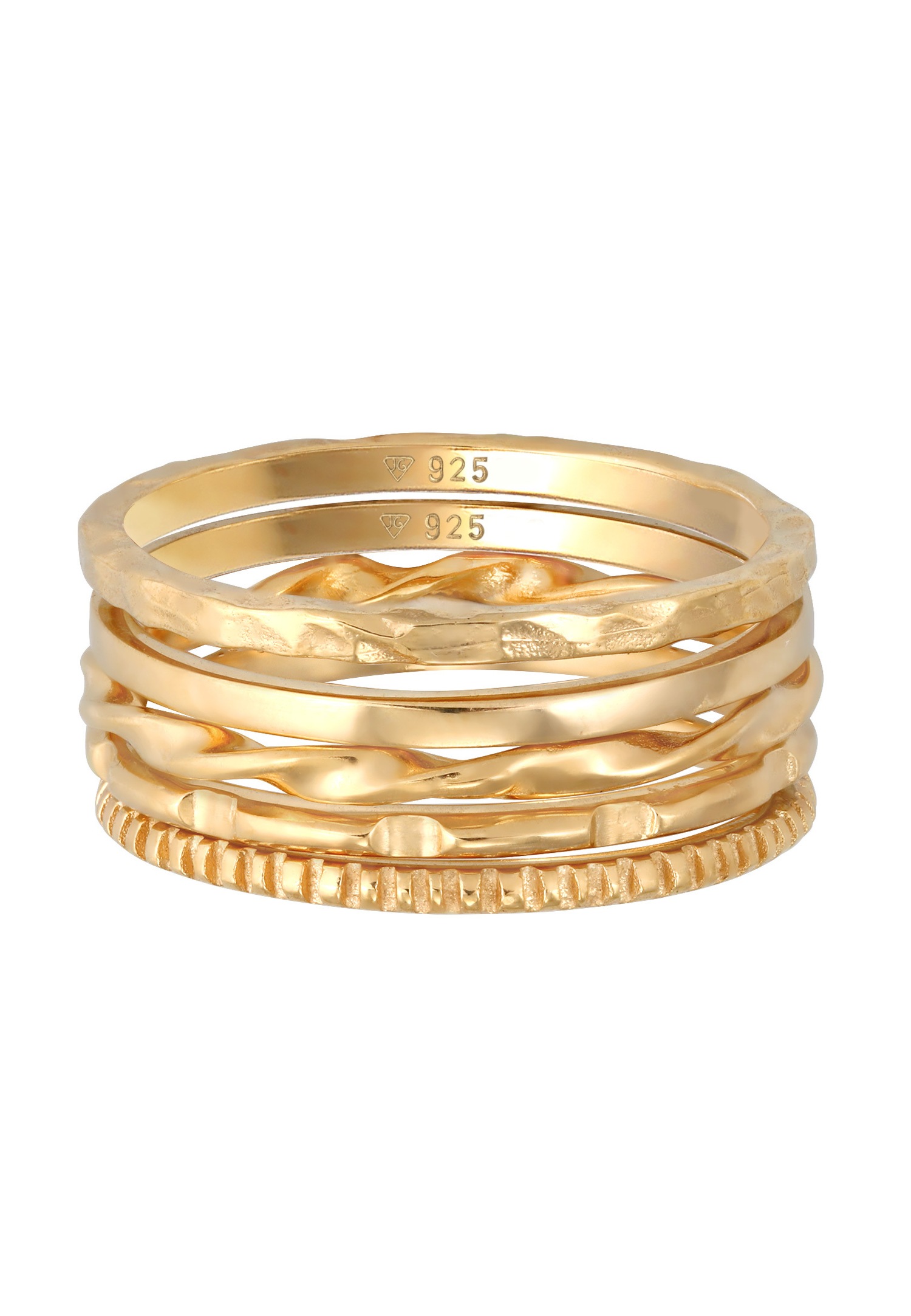 Elli Bagues superposées pour femmes - Lot de 5 - Tendance minimale filigrane de base en argent sterling 925