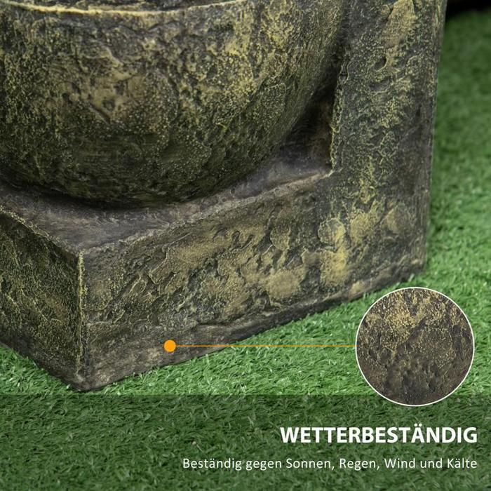 Fontaine de jardin avec 4 débits réglables, élément décoratif et cascade pour jardin et bassin, en résine.
