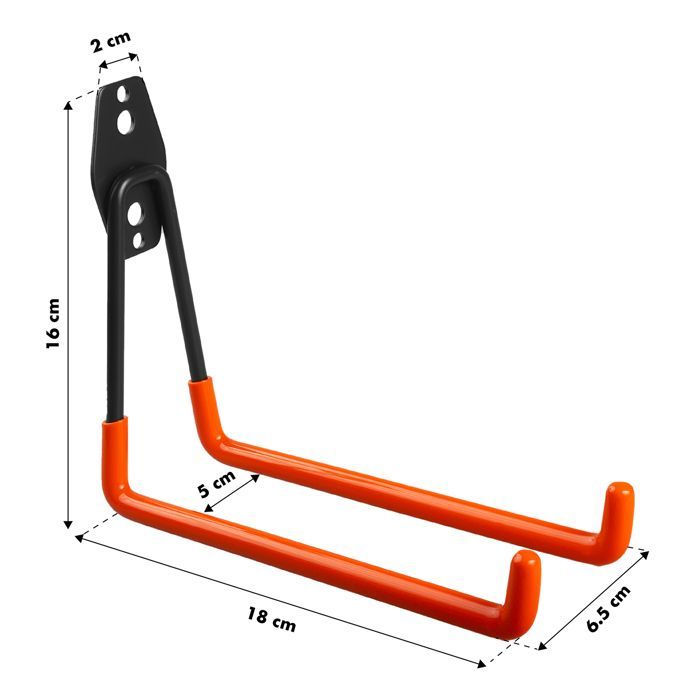 Soporte de pared para garaje - Maclean - MC-444 - Acero - Carga máxima 25 kg - Negro y naranja