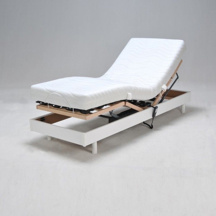 Base de cama eléctrica FLEXPALACE de 80x200 cm con cabecero y piecero ajustables - Blanca - Colchón no incluido