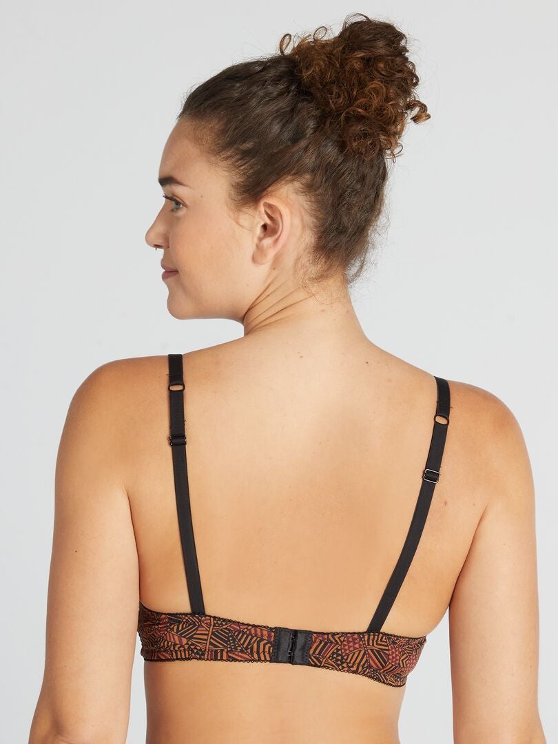 Sutiã acolchoado com estampa 'Envie de Lingerie' - MARROM