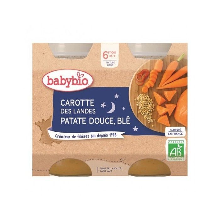 Babybio carotte des Landes patate douce & blé dès 6 mois 2x200g