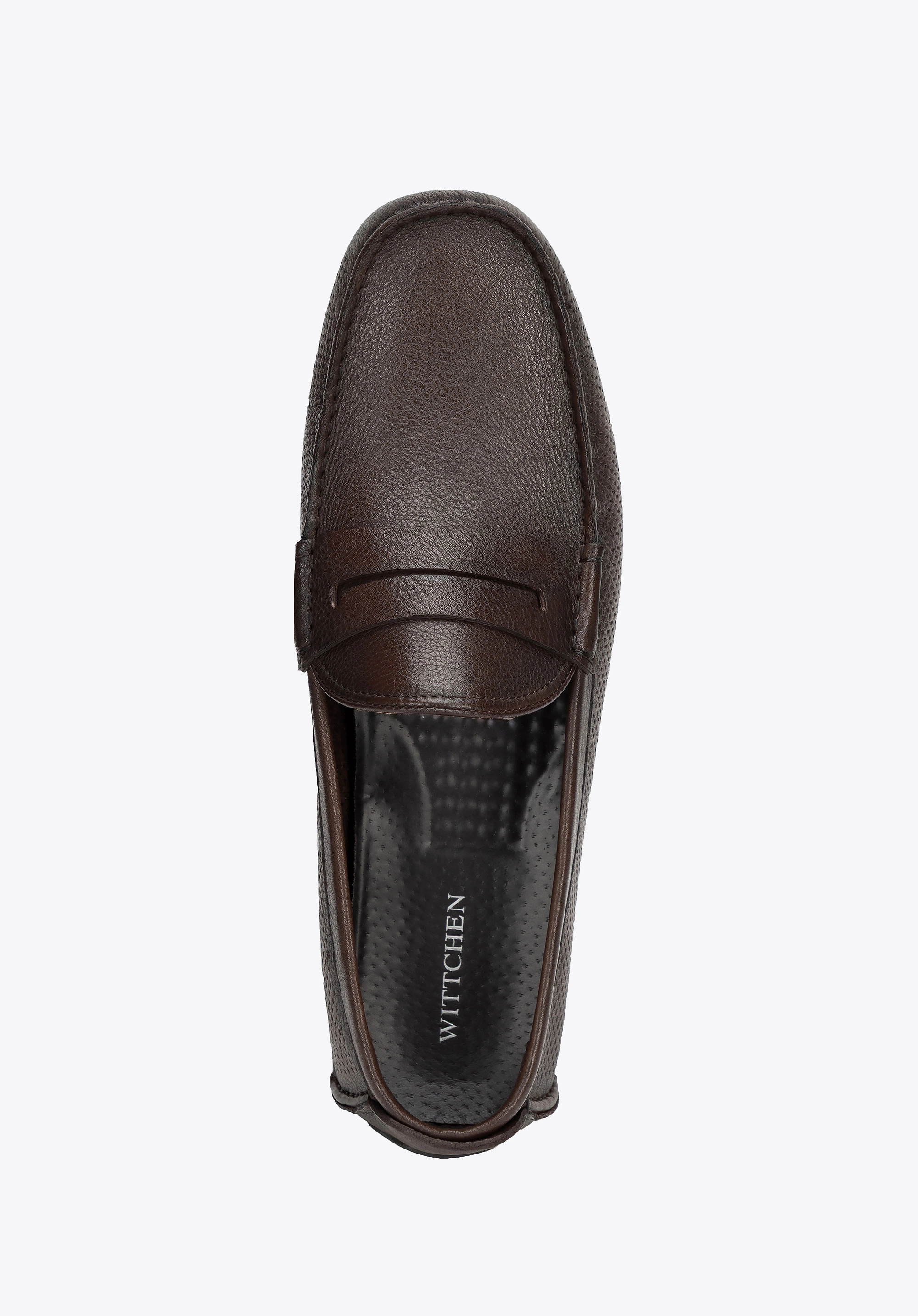 Męskie półbuty slip-on ze skóry brązowe