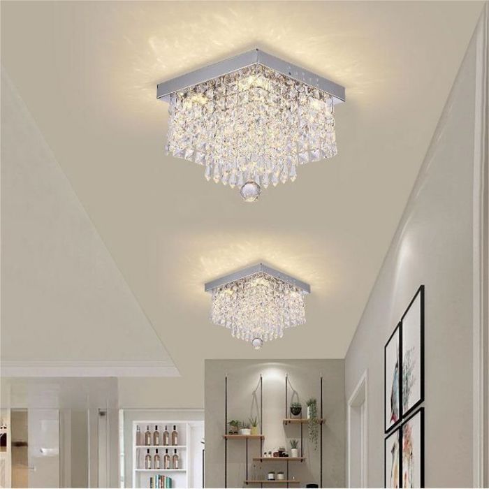 Suspendu à Plafonnier en Cristal Lustre 20cm Suspension en Cristal Moderne pour la Cuisine Couloir Salon - Lumière Chaude