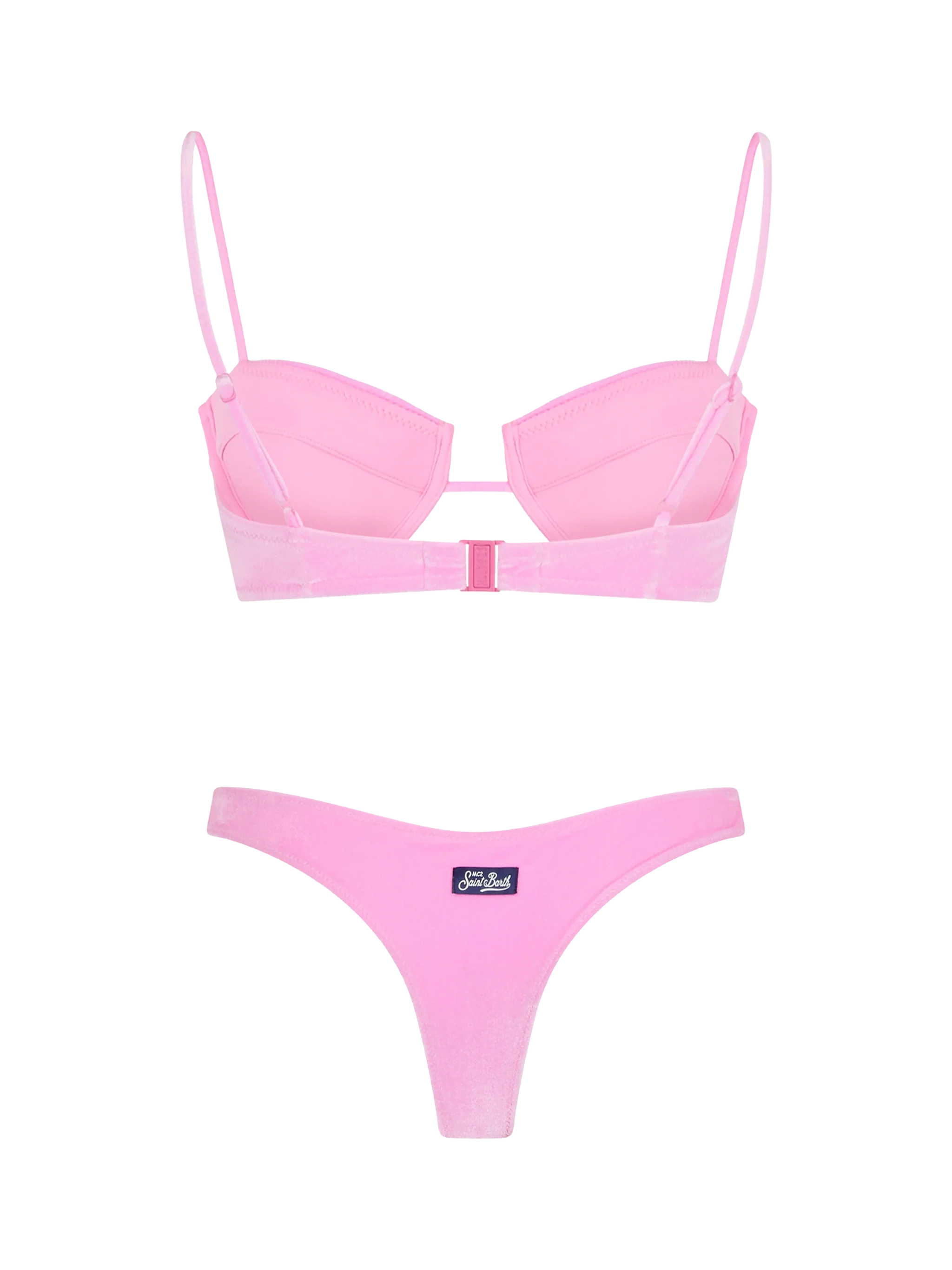 Bikini a bralette con ferretto in ciniglia rosa da donna Salina Naomi