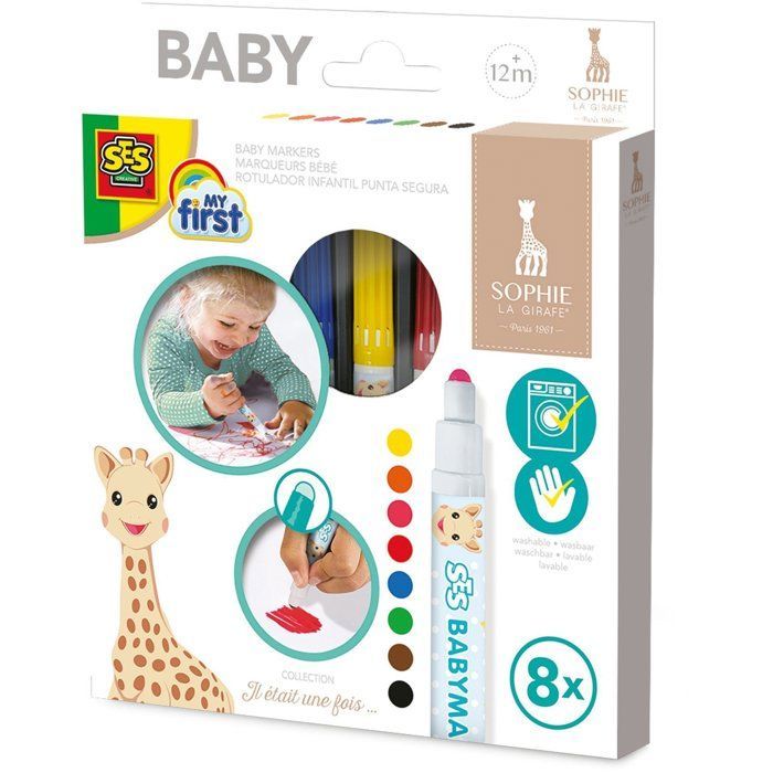 SES Creative - Mi primer bebé - Sophie la Jirafa - Rotuladores para bebés - Pintura para bebés - Primer crayón - Pintura al agua para bebés