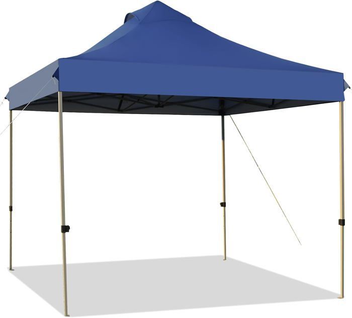 GOPLUS Tonnelle de Reception Pliant 3x3M, Tonnelle de Jardin Pop-UP, Pieds Réglables 305/320/335CM, avec Sac à roulettes, Bleu