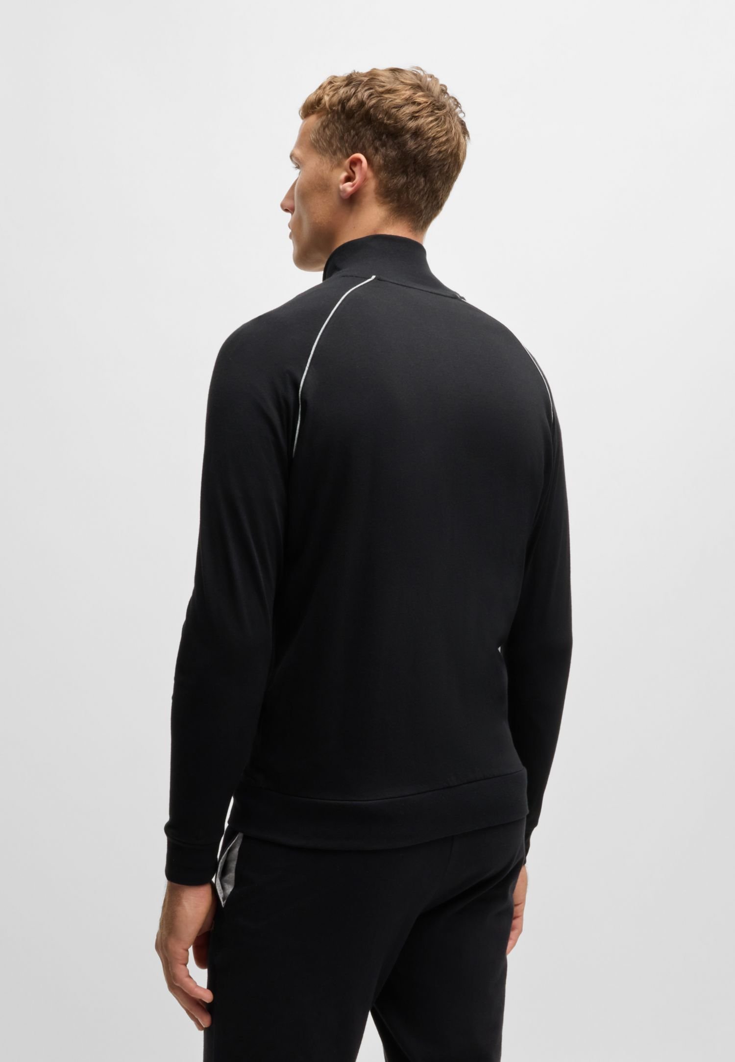 BOSS MIX & MATCH ZIPPER, STRETCH - Majica s patentnim zatvaračem - crna