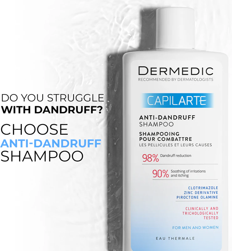 Shampoo Dermedic Capilarte contra a caspa e suas causas.