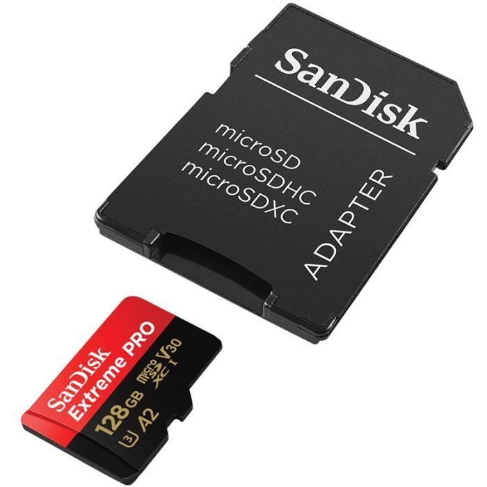 Tarjeta de memoria SanDisk Extreme Pro de 128 GB (microSD). Adaptador SD incluido.