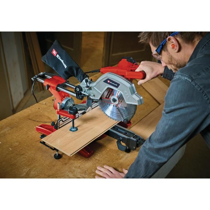 Sierra ingletadora radial doble Einhell TE-SM 10 L (2100 W, hoja de 254 mm, ancho de corte de 305 mm, profundidad de corte de 85 mm)