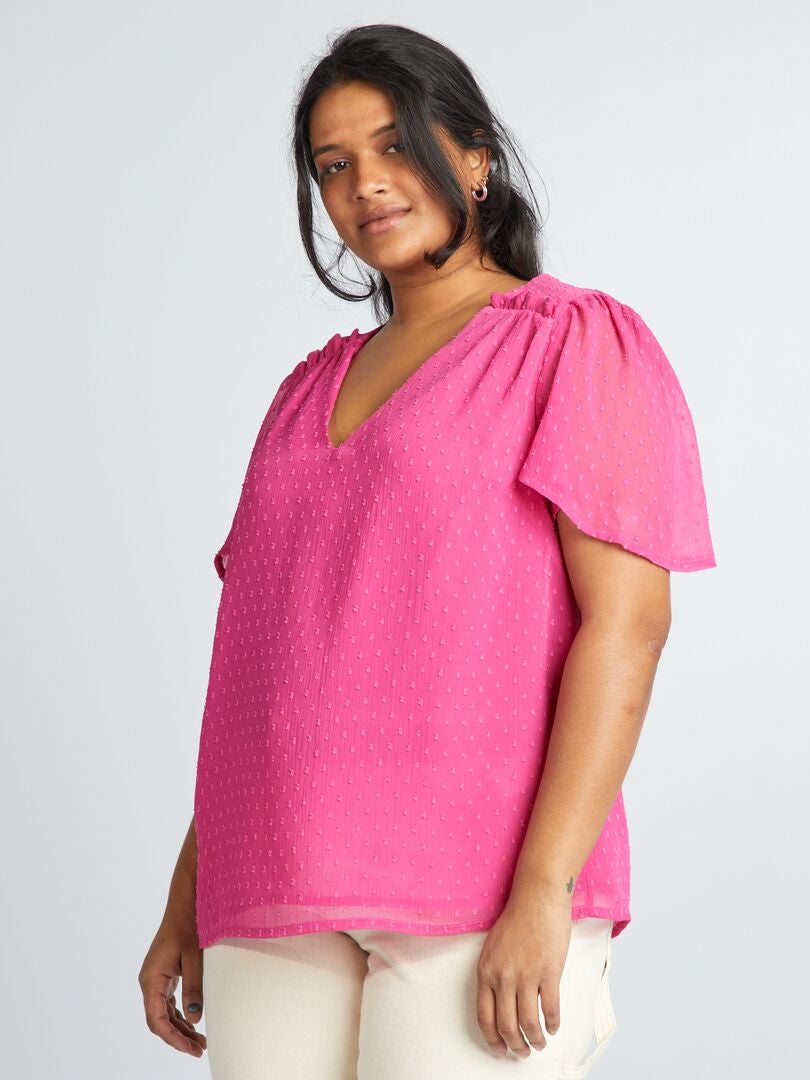 Voile blouse 'Plumetis' - ROZE