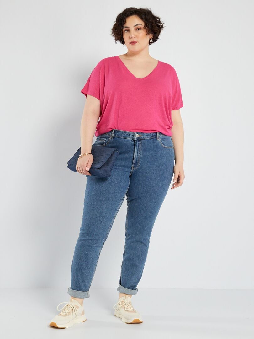 Calça jeans slim de cintura alta - L32 - AZUL
