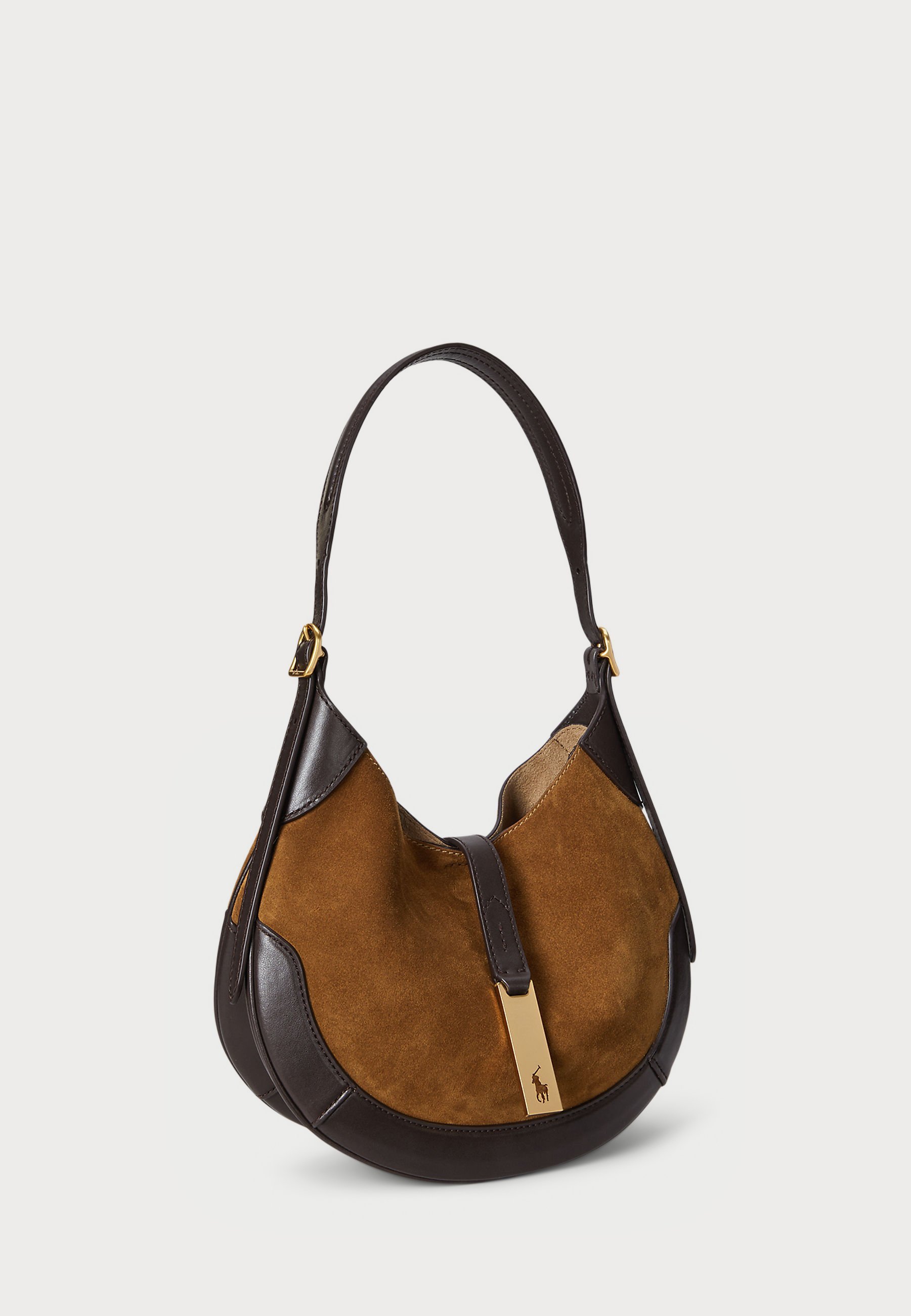 Polo Ralph Lauren POLO ID SUEDE LEATHER SMALL SHOULDER BAG - Sac à main - érable/tabac