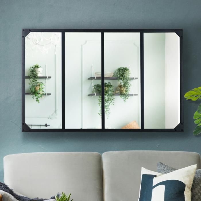 IDMARKET Industrial design 4-band glass-fronted mirror 110x70 cm