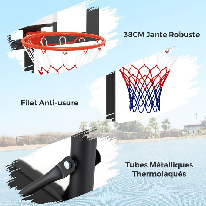 Aro de baloncesto independiente COSTWAY con ruedas - Altura ajustable de 100 a 212 cm, base rellenable, para piscina, entrada de vehículos y uso en interiores.