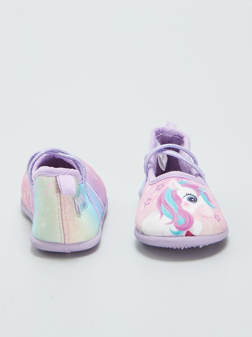 Ballerina slippers met eenhoornprint - ROZE