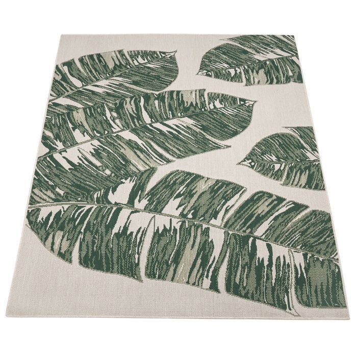 Paco Home Tapis Exterieur Terrasse Salon Cuisine Motif Fleuri Motif Jungle Vert Beige 160 cm rond