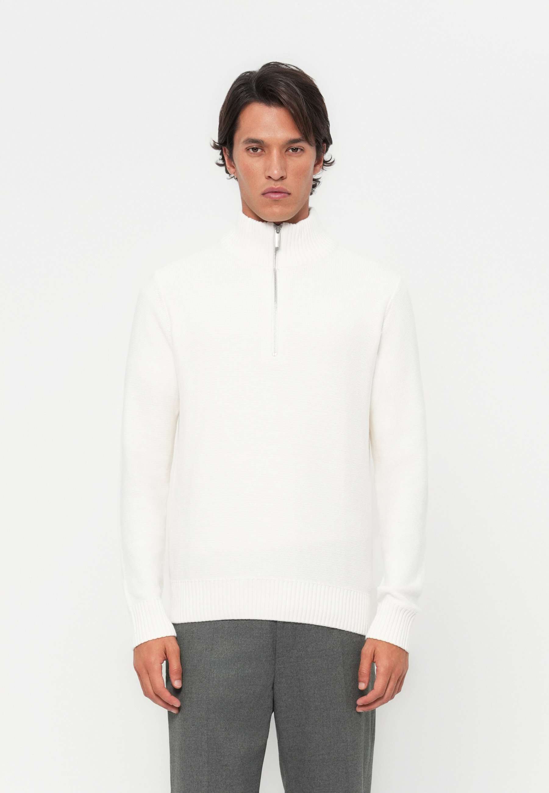 Selected Homme SLHAXEL HALF ZIP - Neule - egret