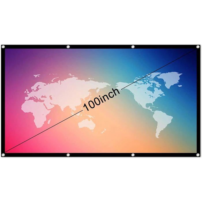 Proyector HD de 100 pulgadas 16:9 - Pantalla portátil para interiores y exteriores - Plegable - Proyección a doble cara - Cortina suave [YE125]