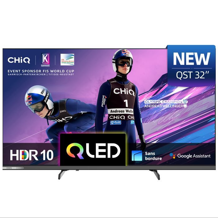 CHiQ L32QST Téléviseur Intelligent 32 Pouces QLED avec Google TV,Pleine HD HDR10,Son Dolby Audio & DBX-TV,Chromecast Intégré