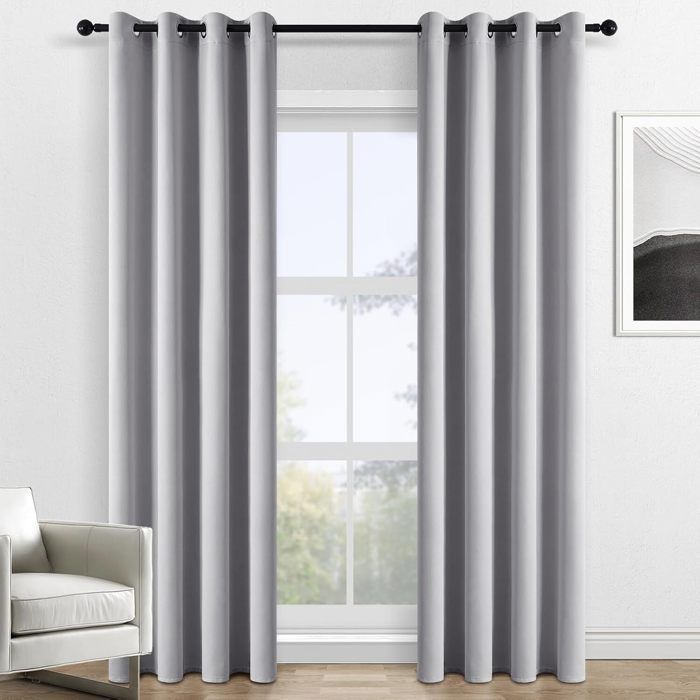 Cortinas opacas TOPFINEL de 140x225 cm con ojales, cortinas decorativas aislantes térmicas para dormitorio, reducen el frío y el ruido, 2 paneles, color gris.