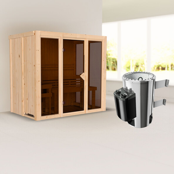 Sauna Ida 3 med varmeovn, 3,6 kW, naturlig finish