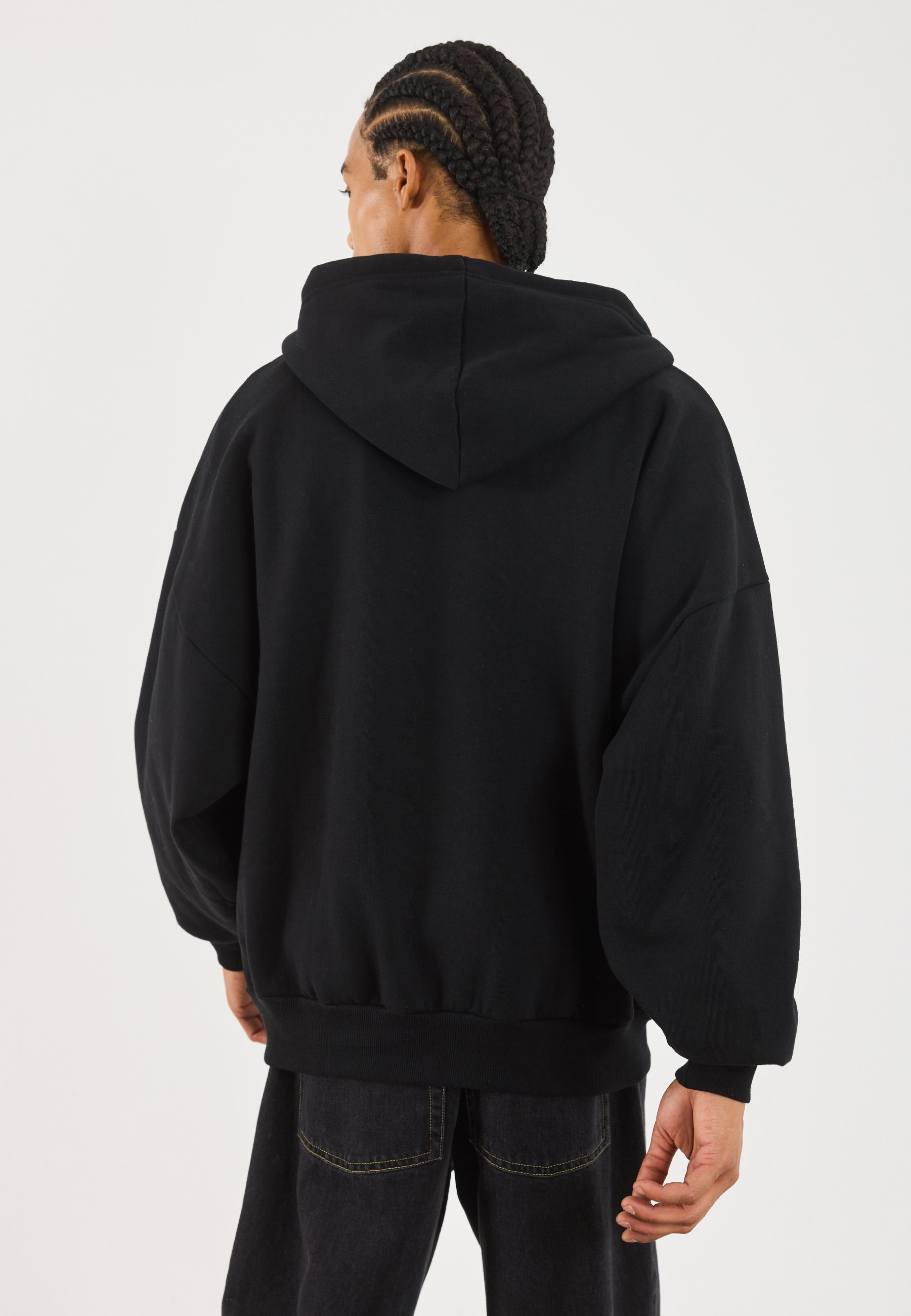 YOURTURN OVERSIZE BASIC ZIP HOODIE UNISEX - Sweatshirt met rits - echt zwart